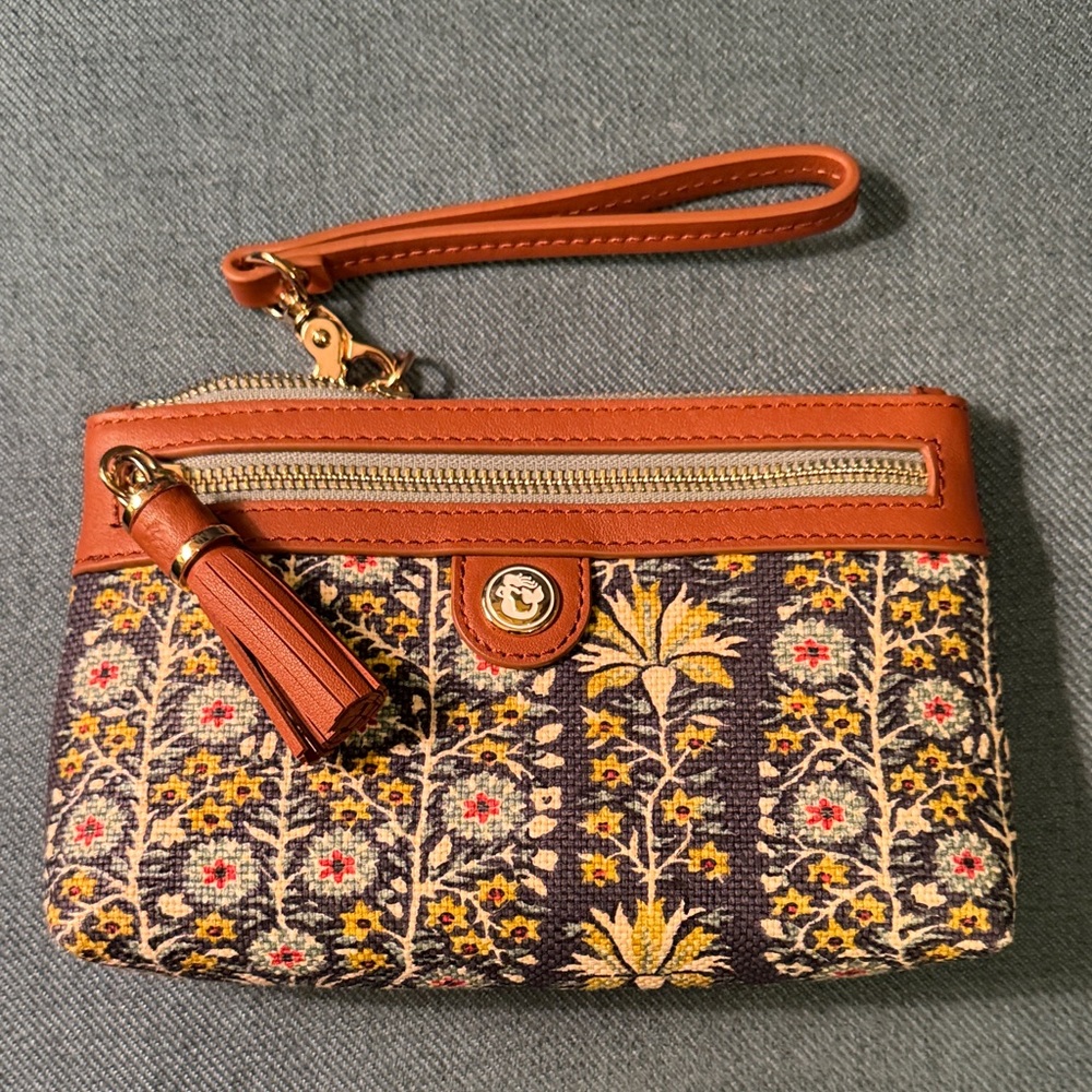 Spartina 449 Floral Wristlet Clutch with Tassel NWOT